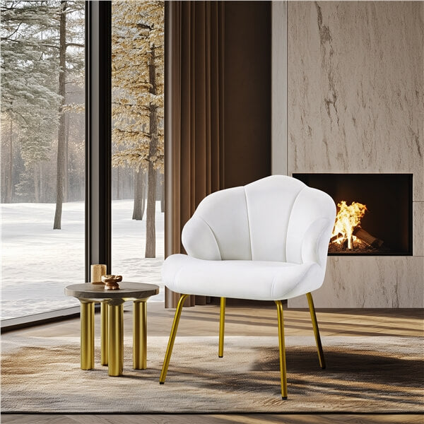 Yaheetech Velvet Accent Chair with Shell-Shaped Backrest