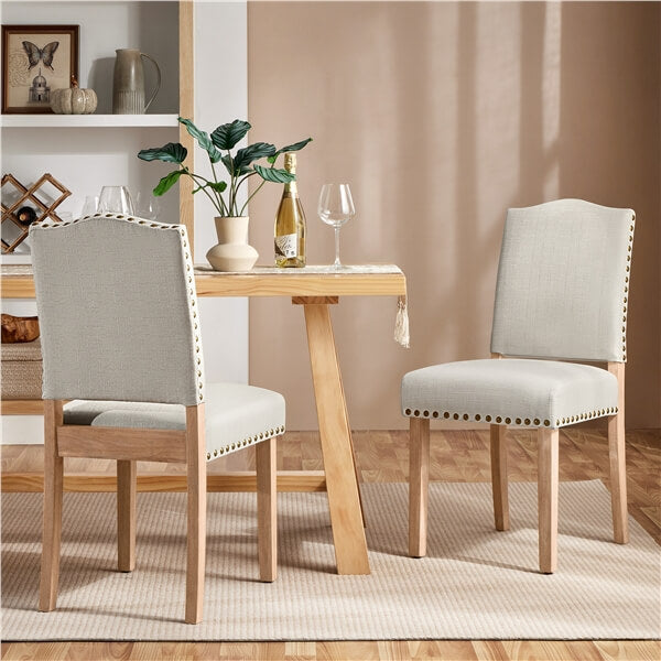 Yaheetech Dining Room Chair Fabric Parsons Chairs with Nailhead Trim