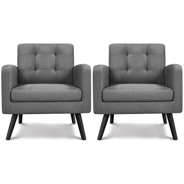 Yaheetech Set of 2 Mid Century Modern Fabric Arm Chair