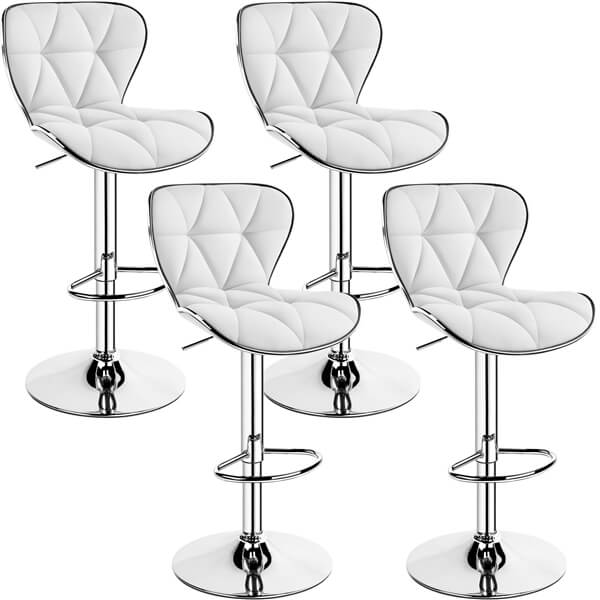 Yaheetech Bar Stools Leather Set of 4, Adjustable Shell Back Barstools ...