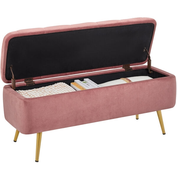 Yaheetech Ottoman with Storage Velvet Entryway Bench