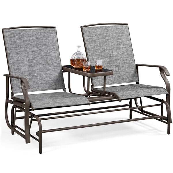 Yaheetech 2-Seat Outdoor Glider with Center Table