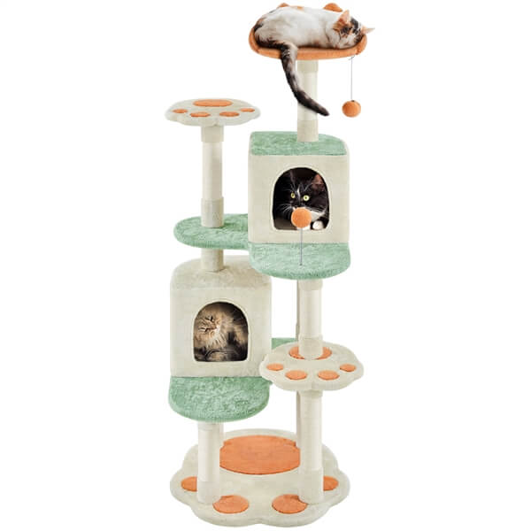 Yaheetech 58″ Tall Cat Paw-Shaped Play Tower