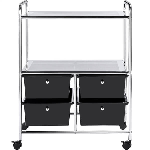 Yaheetech Rolling Storage Cart with 4 Drawers 2 Shelves