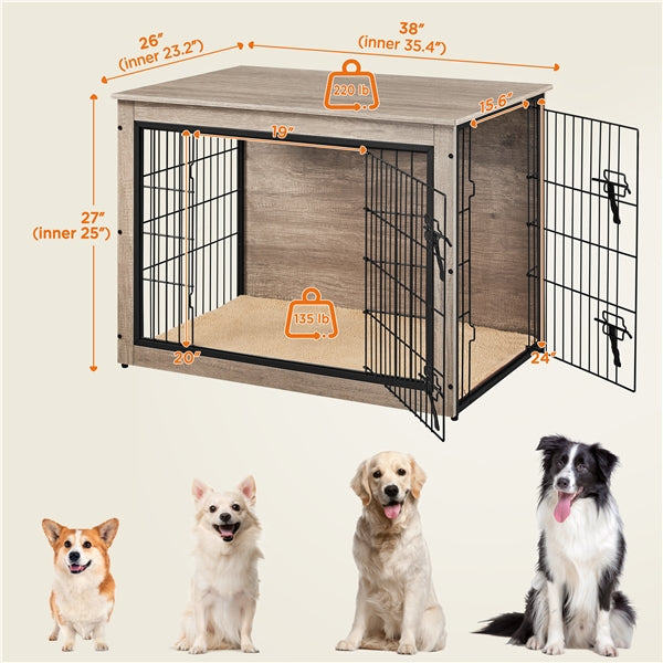 Yaheetech 27.5''/38'' Dog Crate Furniture with Cushion