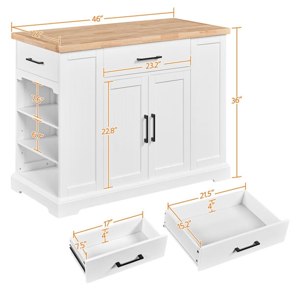 Yaheetech Rolling Kitchen Island Cart with 3 Drawers