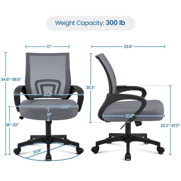 Yaheetech Mid-Back Mesh Office Chair