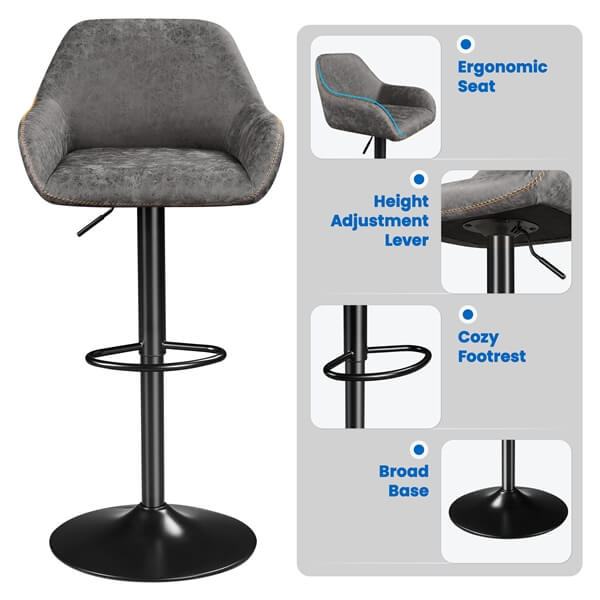 Yaheetech PU Leather Swivel Counter Height Barstools