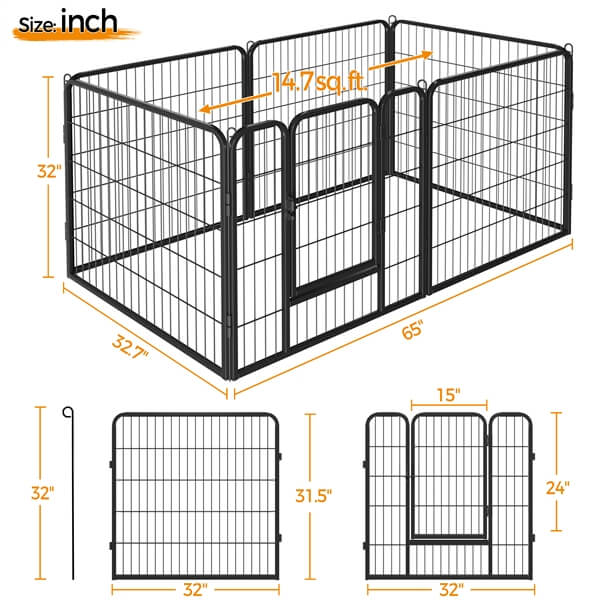 Yaheetech Wide Panel Dog Playpen, 6 Panels 32 inch