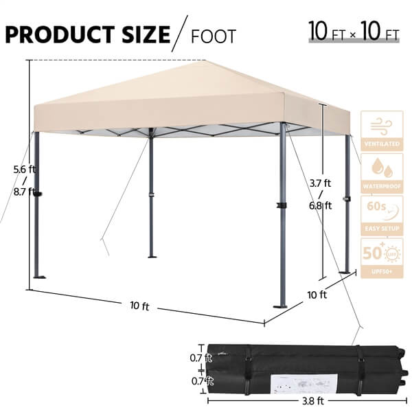 Yaheetech 10x10 1-Person Setup Pop Up Canopy Tent