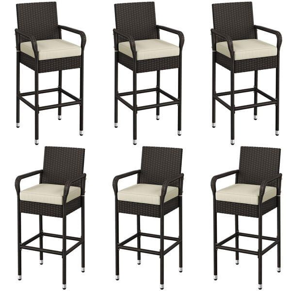Yaheetech Set of 2 Outdoor PE Rattan Patio Bar Stools