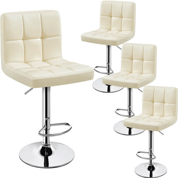 Yaheetech Adjustable PU Leather Swivel Barstools