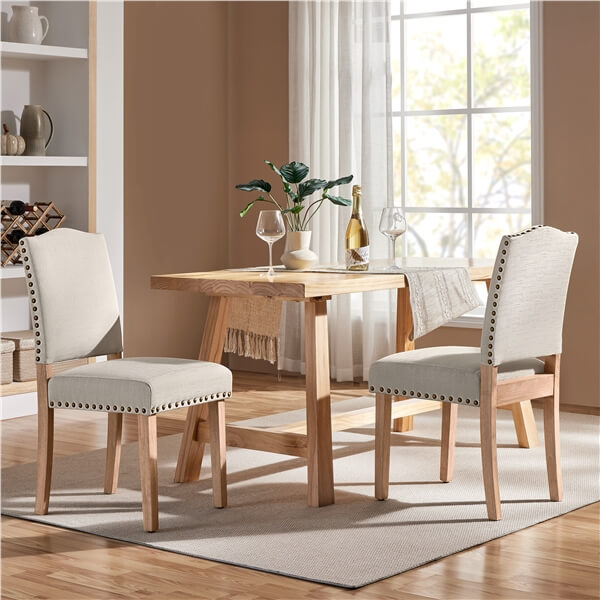 Yaheetech Dining Room Chair Fabric Parsons Chairs with Nailhead Trim
