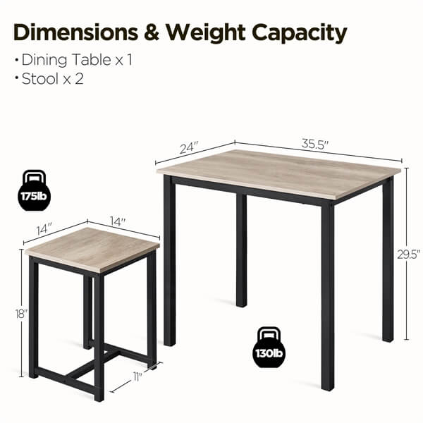 Yaheetech 3 Piece Dining Table Set