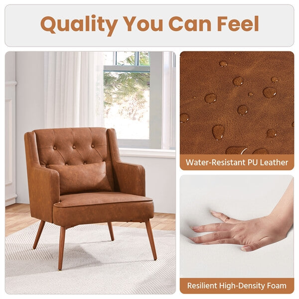 Yaheetech Set of 2 Button-Tufted PU Leather Accent Armchairs