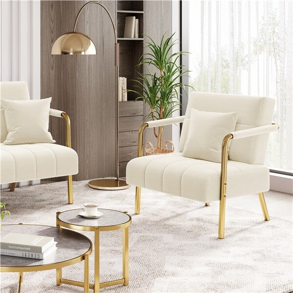 Yaheetech 30″ W Velvet Accent Armchair with Cozy Pillow