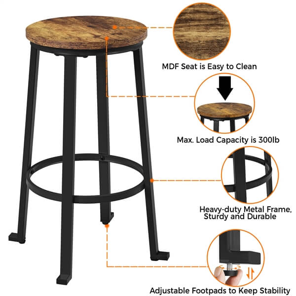 Yaheetech 26” Industrial Counter Barstools Set of 2