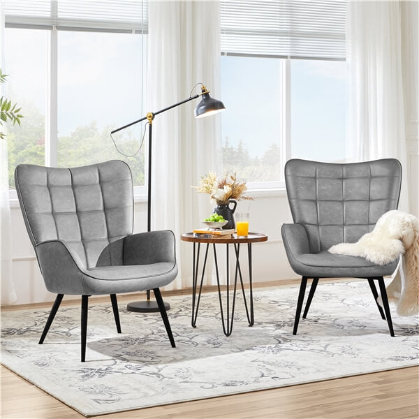 Yaheetech Mid-Century Modern Faux Leather Accent Chair