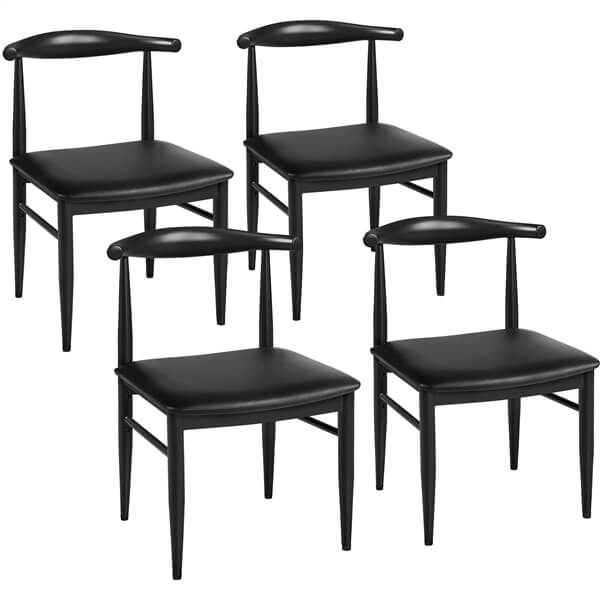 Set of 2 PU Leather Dining Chairs Armless Kitchen Chairs