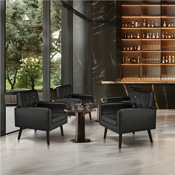 Yaheetech  Mid Century Modern Faux Leather Arm Chair