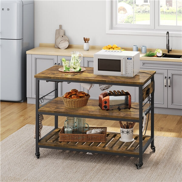 Yaheetech Kitchen Island Cart with Power Outlet