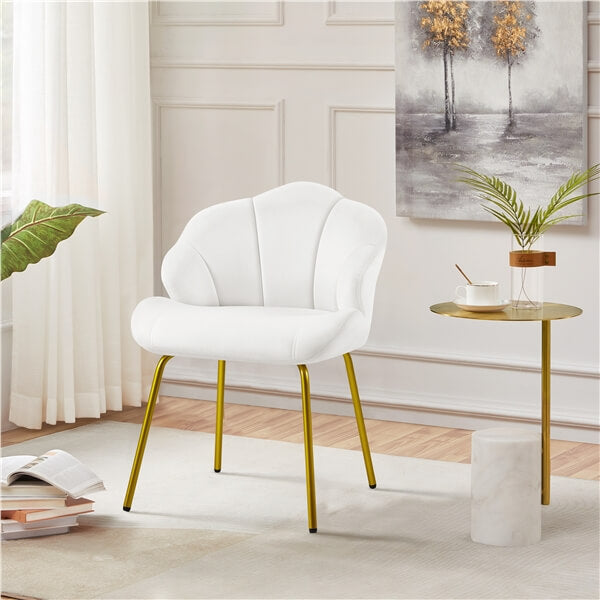 Yaheetech Velvet Accent Chair with Shell-Shaped Backrest