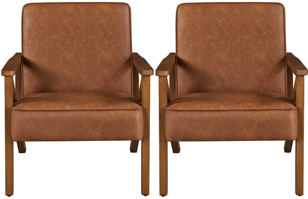 Yaheetech Faux Leather Armchair with Z-shaped Wood Legs