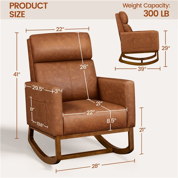 Yaheetech Fabric Upholstered Rocking Chair