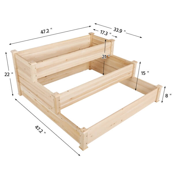 Yaheetech 3 Tier Raised Garden Bed Fir Wood