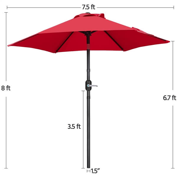 Yaheetech 7.5FT/9FT Patio Umbrella with 22lb Umbrella Base Included