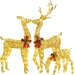 3 piece led white deer family