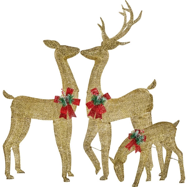 3 piece gold mesh deer family