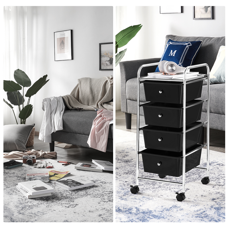 Yaheetech 4 Drawers Cart Storage Lockable Wheels Bin Organizer