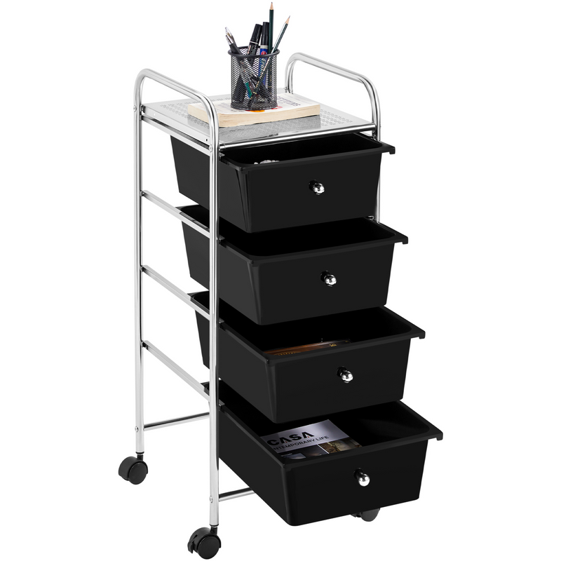Yaheetech 4 Drawers Cart Storage Lockable Wheels Bin Organizer