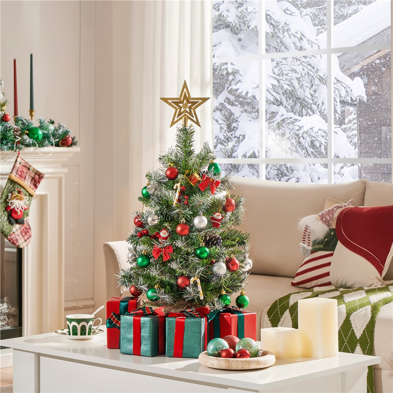 Yaheetech 2/3FT Pre-Lit Frosted Tabletop Christmas Trees