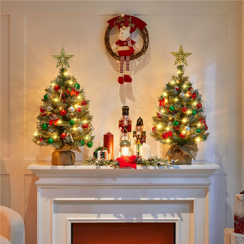 Yaheetech 2/3FT Pre-Lit Frosted Tabletop Christmas Trees