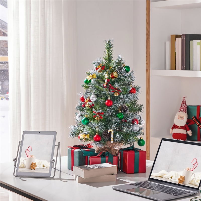 Yaheetech 2/3FT Pre-Lit Frosted Tabletop Christmas Trees