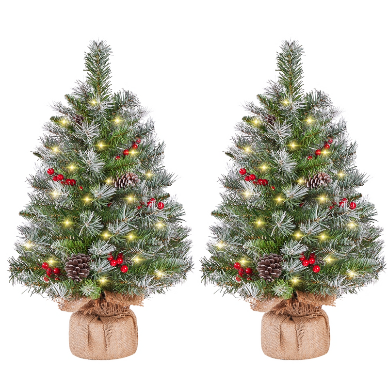Yaheetech 2/3FT Pre-Lit Frosted Tabletop Christmas Trees