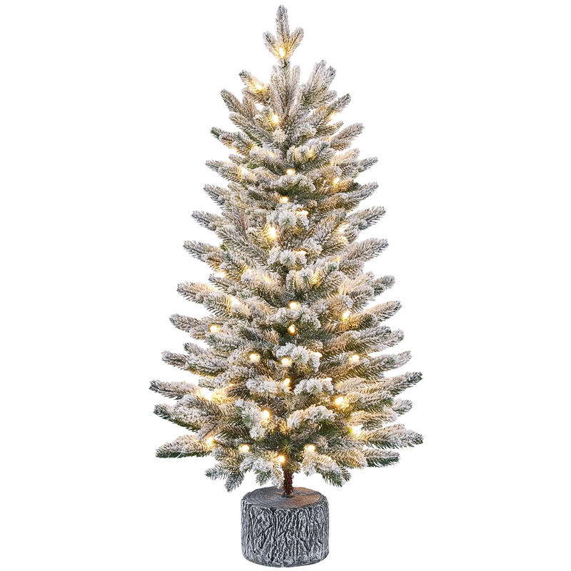 Yaheetech 2/3FT Pre-lit Flocked Tabletop Mini Artificial Christmas Tree