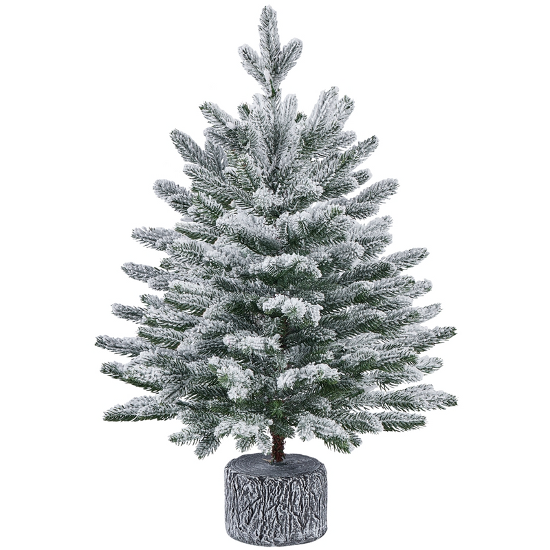 Yaheetech 2/3FT Pre-lit Flocked Tabletop Mini Artificial Christmas Tree