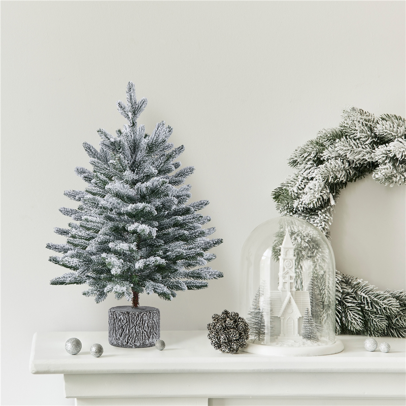 Yaheetech 2/3FT Pre-lit Flocked Tabletop Mini Artificial Christmas Tree