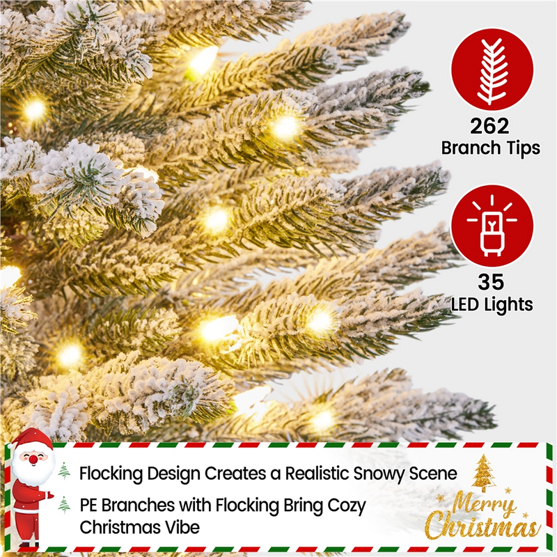 Yaheetech 2/3FT Pre-lit Flocked Tabletop Mini Artificial Christmas Tree