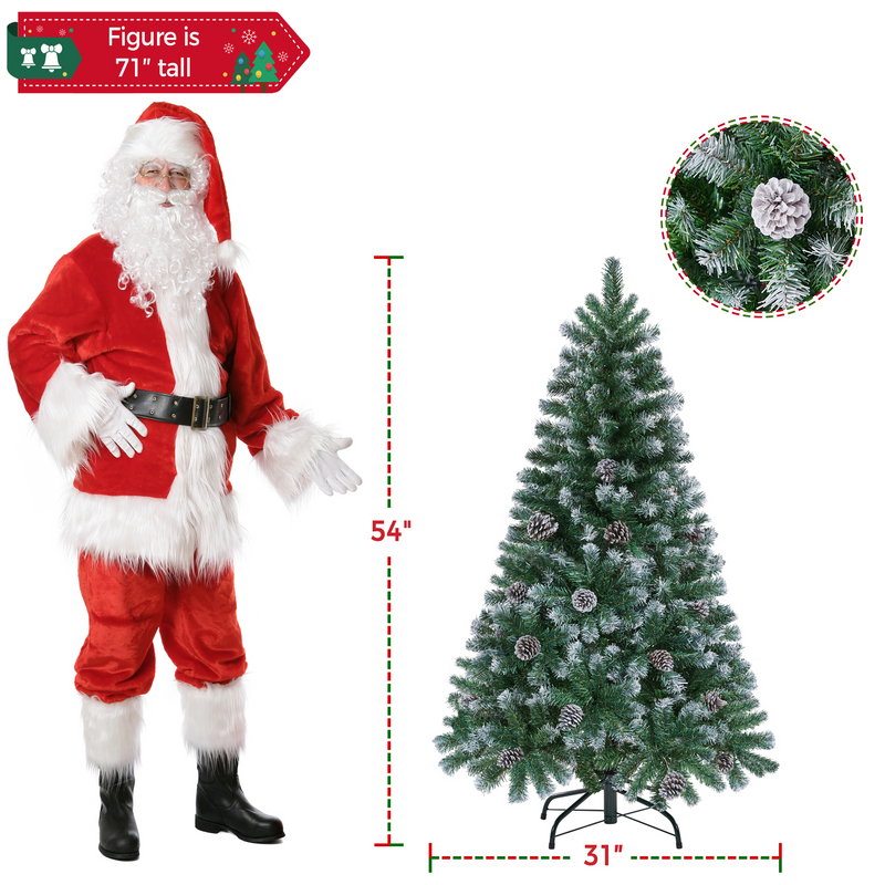 Yaheetech 6/7.5FT Pre-decorated Pinecones Frosted Artificial Christmas Tree