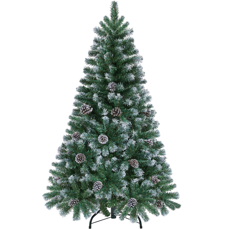 Yaheetech 6/7.5FT Pre-decorated Pinecones Frosted Artificial Christmas Tree