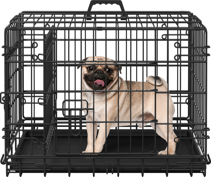 Yaheetech 24″ Double Door Foldable Metal Wire Dog Crate