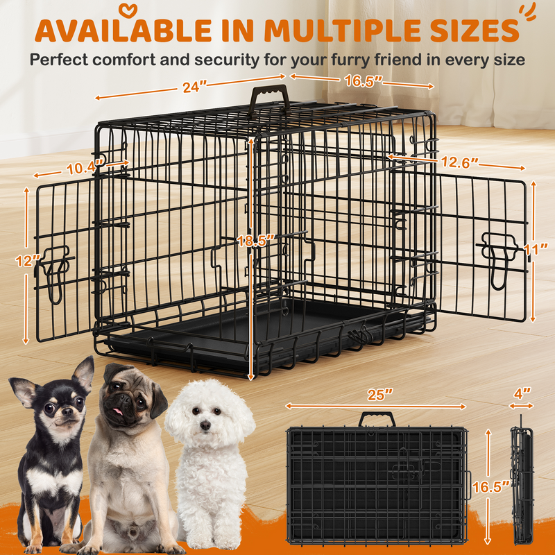 Yaheetech 24″ Double Door Foldable Metal Wire Dog Crate
