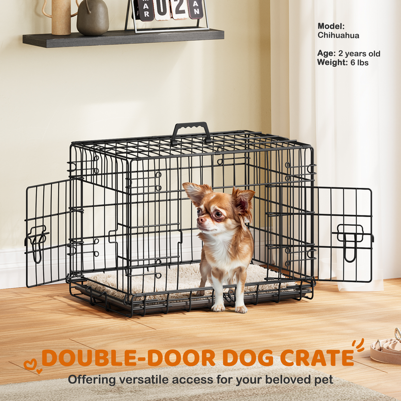 Yaheetech 24″ Double Door Foldable Metal Wire Dog Crate