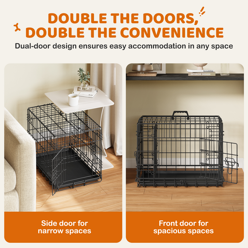 Yaheetech 24″ Double Door Foldable Metal Wire Dog Crate