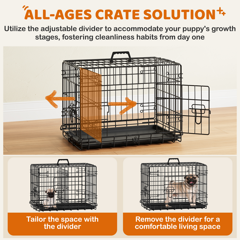 Yaheetech 24″ Double Door Foldable Metal Wire Dog Crate
