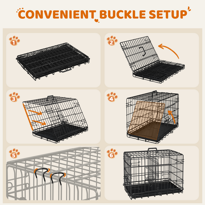 Yaheetech 24″ Double Door Foldable Metal Wire Dog Crate